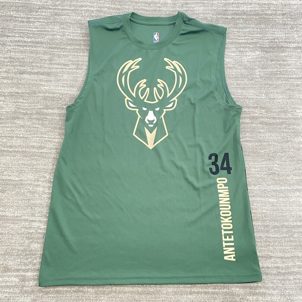 Milwaukee Bucks Tank Mens M Medium Green NBA Basketball Jersey 34 Antetokounmpo